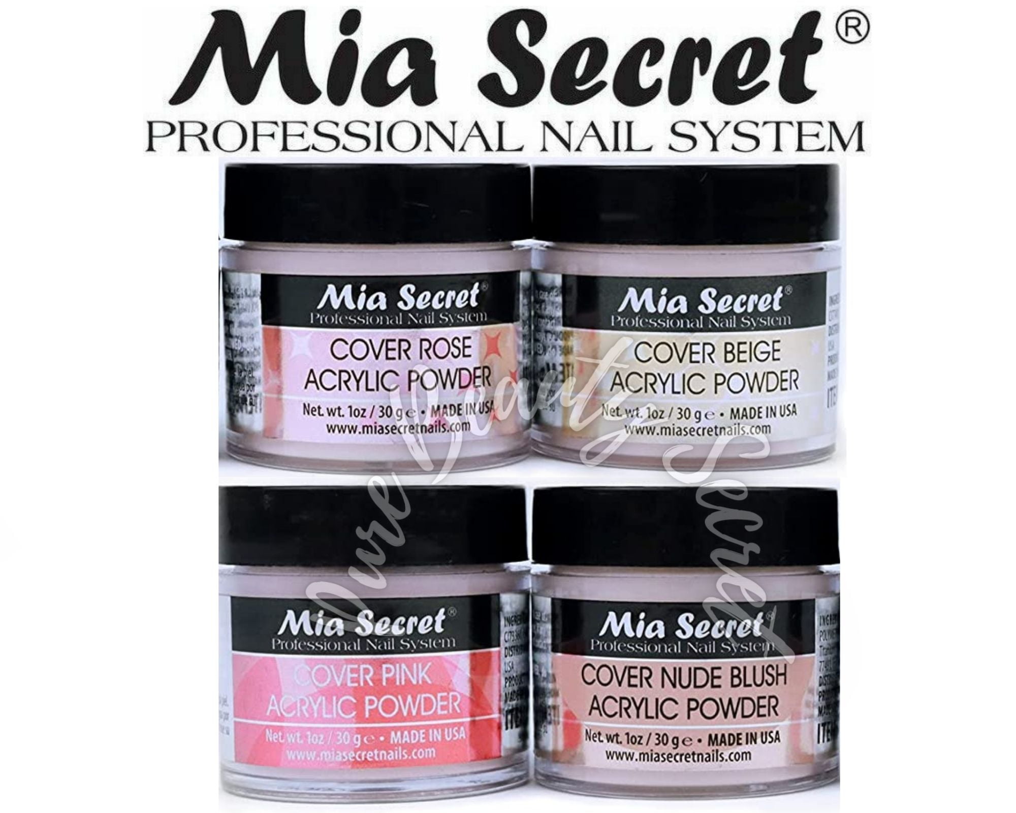Mia Secret Acrylic Cover Powder 1 oz x 4 (Beige/Pink/Rose/Nude)