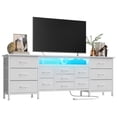 thumbnail image 2 of TROPOW 70 Inch TV Stand with Drawers and Outlet, Long Entertainment Center for 65 75 80 Inch TV, Fabric Dresser Media Console with LED Light, 2 of 8