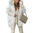 thumbnail image 2 of Jackets for Women Fleece Lined Winter Coats Hooded Down Coat with Zip Pockets for Cold Weather Protection, Daily Commute, and Christmas Outings,White,XL, 2 of 6