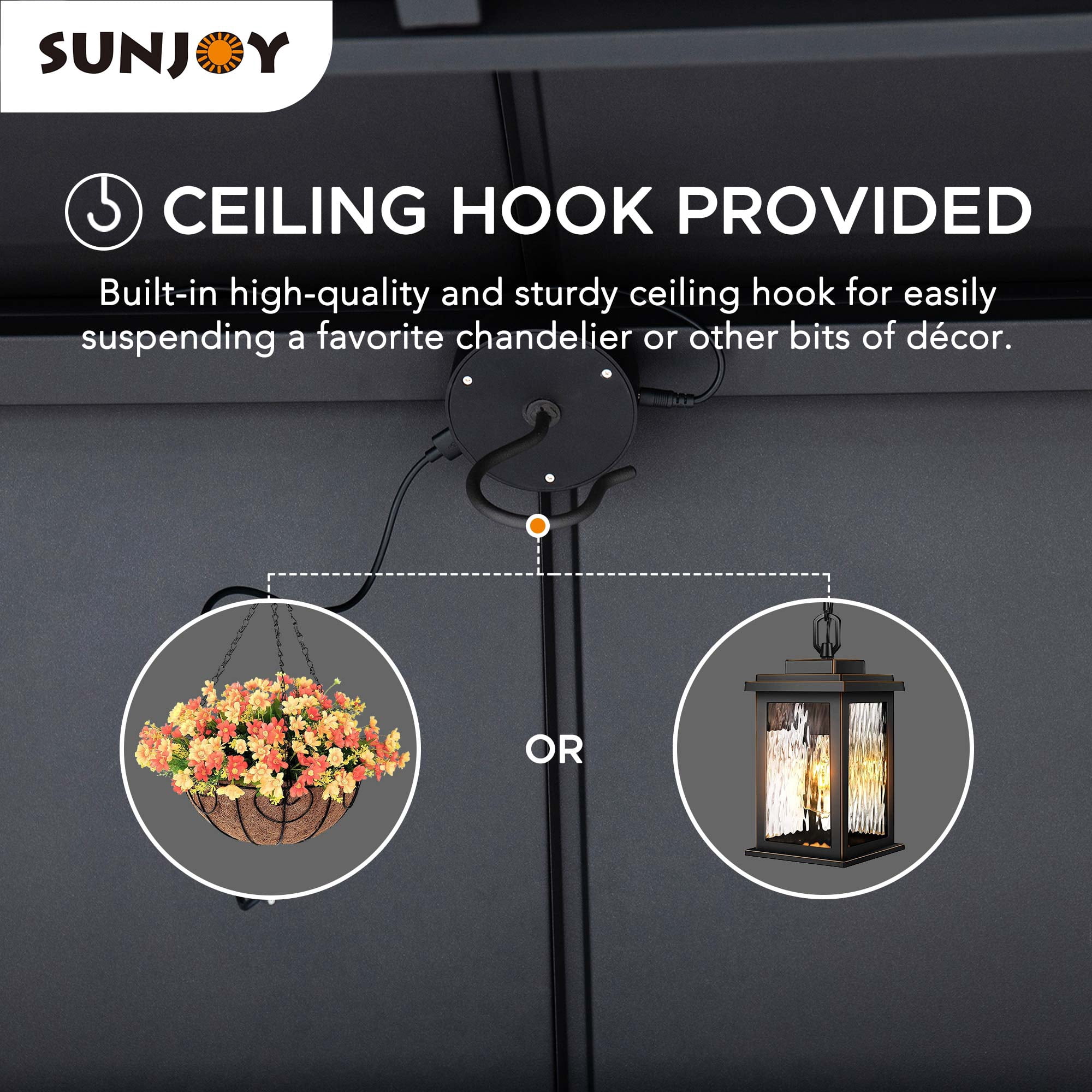 Sunjoy 8 X 12 ft. Outdoor Gazebo Hardtop Grill Gazebo Wood Frame with  DC Solar Power,Black