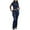 Navy, variant on Women's 2-Piece Lounge Outfit: Slim Short Sleeve Top & Low-Rise Flare Leggings Set – Yoga Sweatsuit