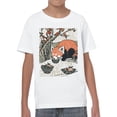 thumbnail image 2 of Red Panda Under Blossoms Youth's White T-shirt, 2 of 3