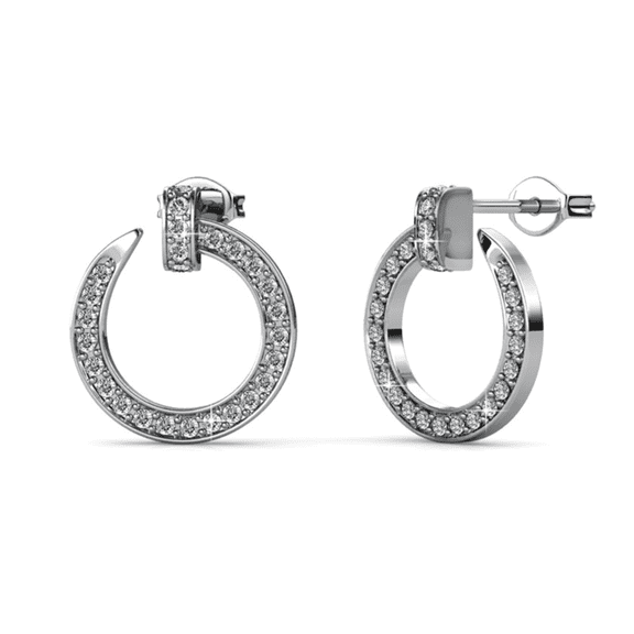 Cate & Chloe Raven 18k White Gold Plated Drop Earrings with Pave Swarovski Crystals Gift for Women
