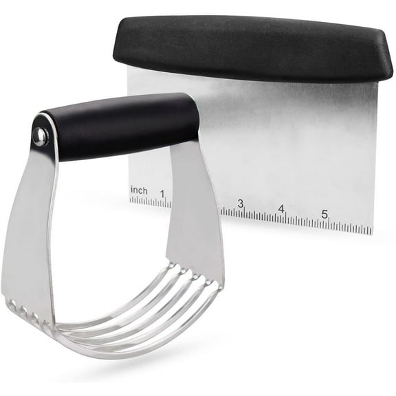 Stainless Steel Bench Scraper and Pastry Blender Cutter Set,5 Blade Pastry Dough Blender,Hand Held Egg Flour Cheese Mixer Cutter