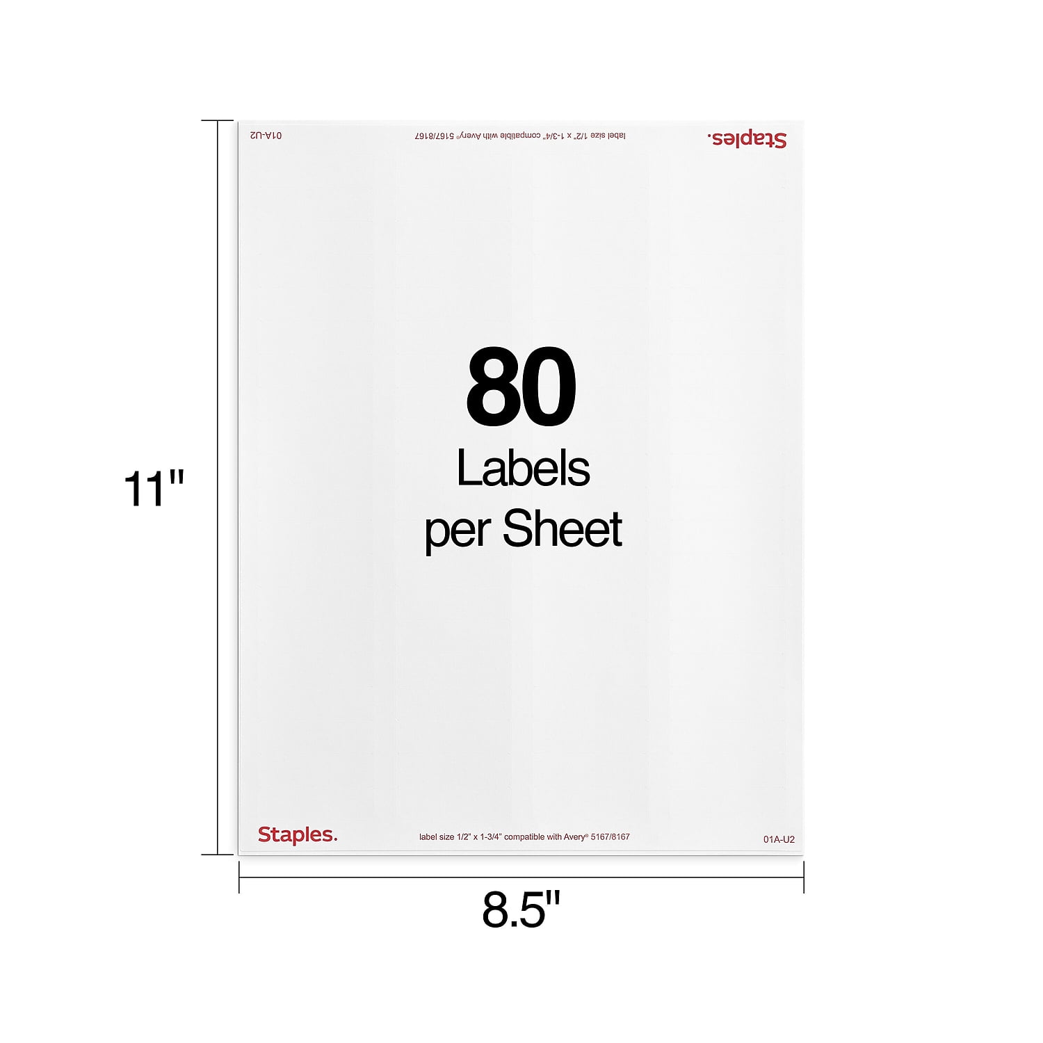 MyOfficeInnovations Laser/Inkjet Shipping Labels 0.5"W x 1.75"L White 80 Labels/Sheet 573945
