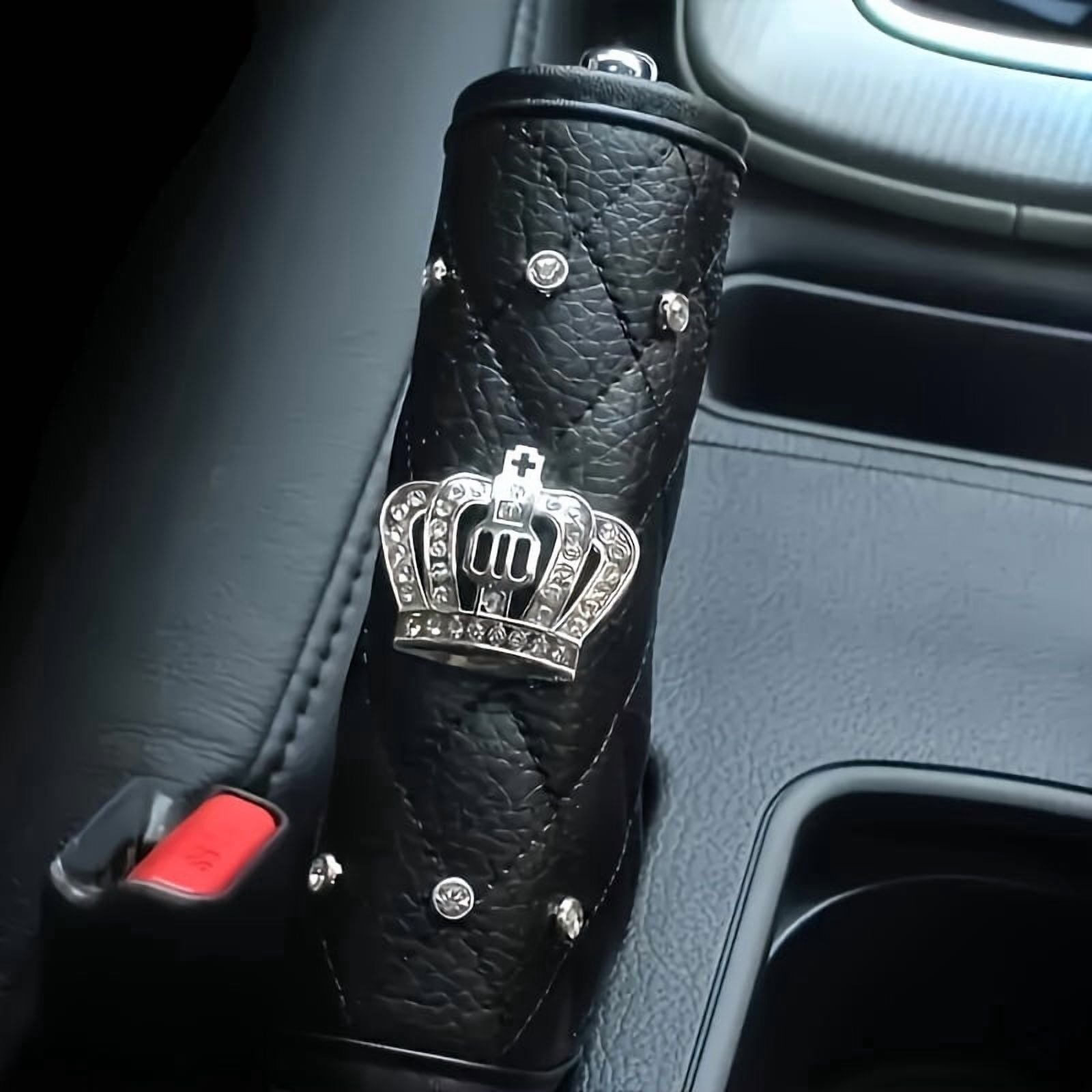 5PCS Bling Car Interior Accessories Set for Women – Sparkling Crown Seat Belt Shoulder Pads, Center Console Armrest Cover, Gear Shift Knob Cover, Handbrake Cover – Universal Fit for Most Vehicles