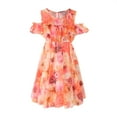 thumbnail image 1 of Pimfylm Robe Fille Décontractée à Col Rond, Robes Trapèze pour Filles, Robe Décontractée pour Fille d'Été à Col Rond, Manches Courtes, Fluide, Imprimé Floral, Robe Soleil Unie, Taille pour 9-10 Ans, Rouge, 1 of 6