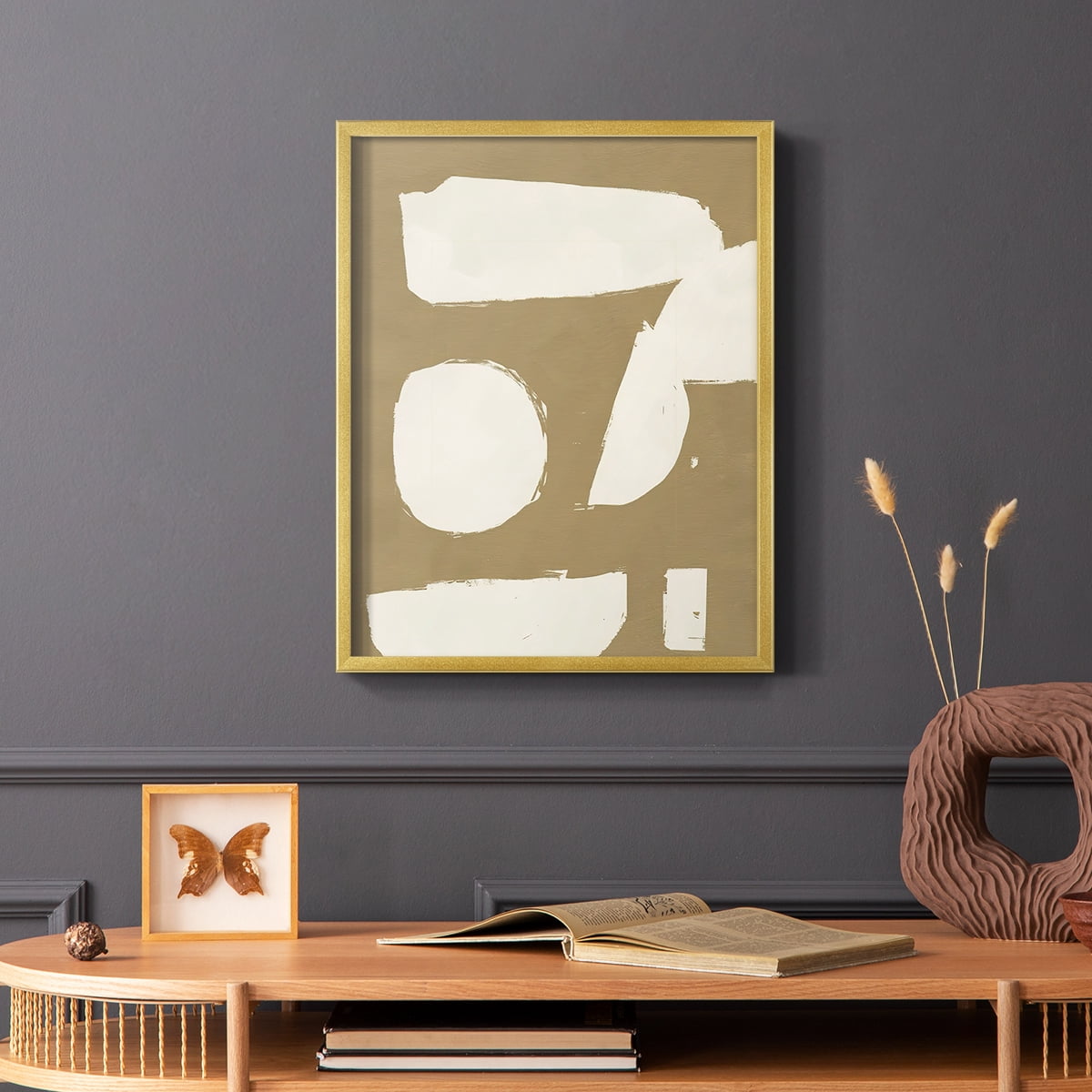 Chunky Abstract I Framed Print in Gold Solid Wood Framed Print No Nail Hanging