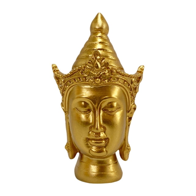 DOLITY Statue Tête de Bouddha Figurine Religieuse pour Table de Ferme Intérieur Or
