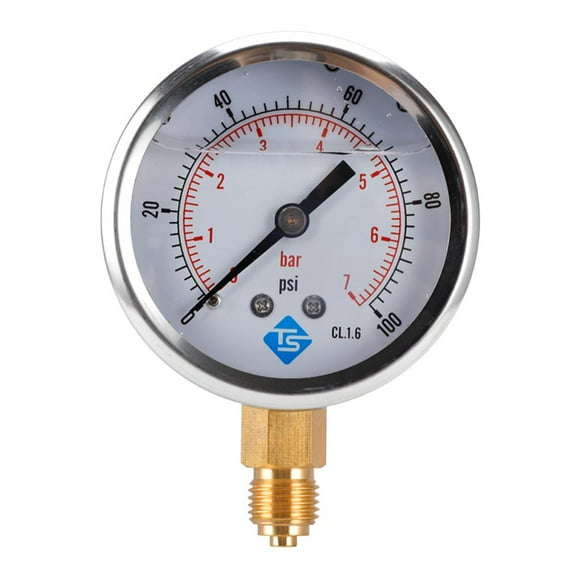 HILABEE Y60 Manomètre à Pression Radial Rempli de Glycérine, Manomètre sous Vide 0-100 Psi