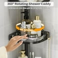 thumbnail image 3 of 360° Rotating Corner Shower Caddy Tension Pole Organizer - 4-Tier Adjustable Rustproof Metal Pole, Plastic Shelves with Safety Guardrail, Bathroom Storage for Shower & Bathtub(Black), 3 of 18