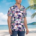 thumbnail image 5 of Xecao Plaid Flamingo print Hawaiian shirt - a stylish short-sleeve button-down for men, perfect for casual beach and tropical outings., 5 of 9