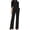 Black, variant on Staron Women's Casual Jumpsuit Pants Fashionable Solid Color Comfortable Standing Collar Wide Leg Sleeveless All Season Loose Fit, Wine XXL