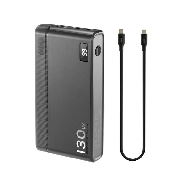 Zhiyun High-Power ZHIYUN CH100W03 Portable Power Bank with 22500mAh Capacity, PD Fast Charging, LED Screen, 3 Charging Ports - Black