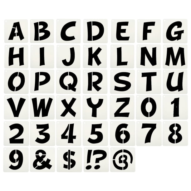 Plantillas de letras y números Uxcell de 1", 40 piezas, reutilizables para pintar en pared, madera, tela, señalización, estilo de letra mayúscula
