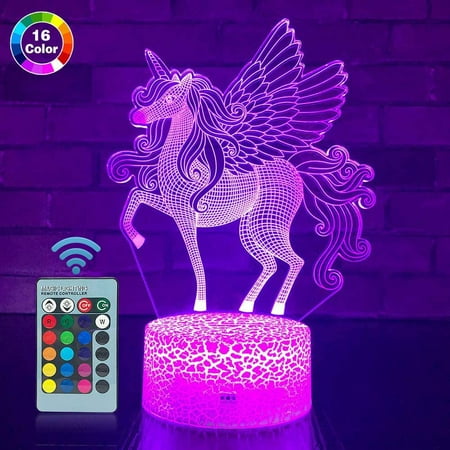 

DONGPAI Unicorn Night Light for Kids Dimmable LED Nightlight Bedside Lamp 3D Unicorn Night Light Remote Touch Control 16 Colors Changing For Kids Xmas Gift Home Decor