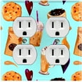 thumbnail image 1 of Metal Light Switch Wall Plate Outlet Cover (Coffee Mocha Espresso Grounds Cookie Sugar Treats Love Caramel Shake Teal - Double Duplex), 1 of 2