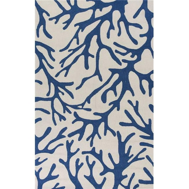 HomeRoots 353944 3 ft. 3 in. x 5 ft. 3 in. Polyester Ivory & Blue Area Rug