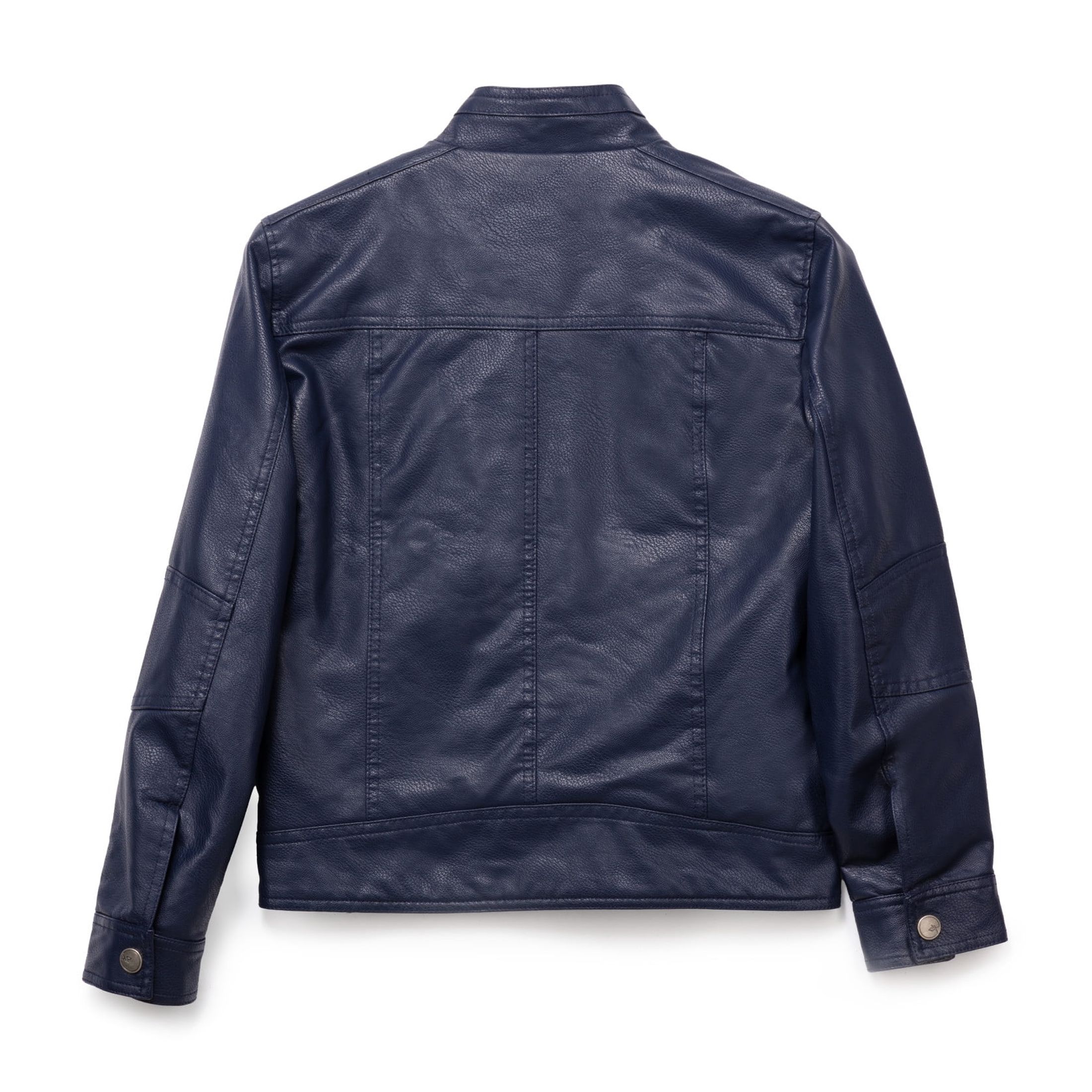 X RAY Teen Faux Leather Jacket for Fall & Winter (S - XL), Kids Outerwear Coat, Motorcycle PU Leather Jacket for Boys, Navy, XL