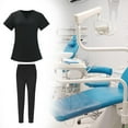 thumbnail image 2 of Nursing Scrub Set Lightweight Workwear Scrubs for Nurse Yoga Jogger Doctors Black S, 2 of 9