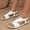 White, variant on Women's Cute Flat Sandals V Cut Open Toe Elastic Ankle Strap TPR Outsole Solid Color Plus Size Summer Hot Pink 36