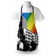 thumbnail image 3 of Modern Apron Black and White Colored Buildings with Rainbow Inspired Colorful Sky Wiev Print, Unisex Kitchen Bib Apron with Adjustable Neck for Cooking Baking Gardening, Multicolor, by Ambesonne, 3 of 3