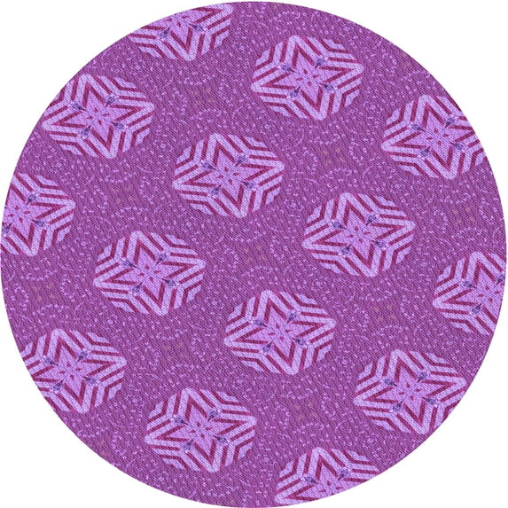 Ahgly Company Machine Washable Indoor Round Transitional Heliotrope Purple Area Rugs, 8' Round