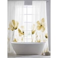 thumbnail image 4 of Yellow Spring Floral Sheer Curtains 108 Inch Length 2 Panels Set, Watercolor Botanical Summer Flower Voile Window Treatment Semi Sheer Long Curtains Drapes for Bedroom/Living Room/Kitchen 52"x108"x2, 4 of 7