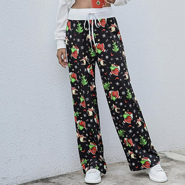 Long Pants For Women Womens Comfy Stretch Floral Print Drawstring