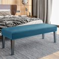 thumbnail image 2 of 1 Piece Upholstered Bench Slipcover, Velvet Bench Seat Protector Stretch Dining Room Bench Covers Soft Spandex Dining Bench Cover for Living Room Bedroom -Peacock Blue-1 Piece, 2 of 7