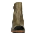 thumbnail image 4 of FSJ Women Fashion Peep Open Toe Side Cutout Single Strap Buckle Booties Mid Block Heel Sandals Ankle Bootie Summer Casual Dress Shoes Size 8 Green, 4 of 5