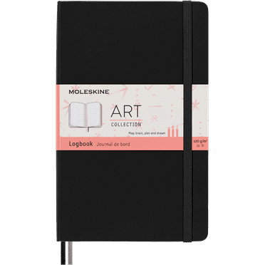 Moleskine Art Logbook Notebook, Hard Cover, Large (5" x 8.25"), Plain, Black