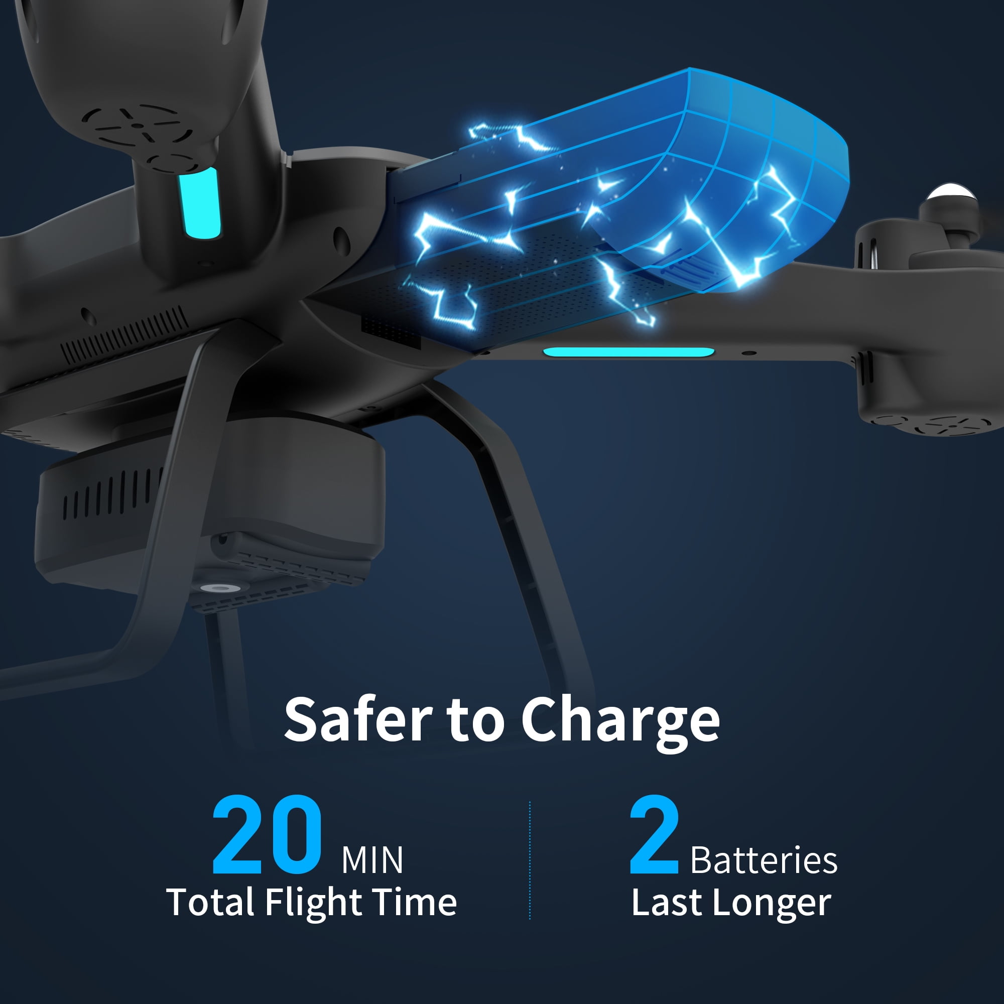 JY03 Drone with 1080P HD Camera for Adults and Kids, FPV RC Quadcopter with LED Lights and Optical flow Sensor, 2 Batteries, Black JY03 Drone with 1080P HD Camera for Adults and Kids, FPV RC Quadcopter with LED Lights and Optical flow Sensor, 2 Batteries, Black