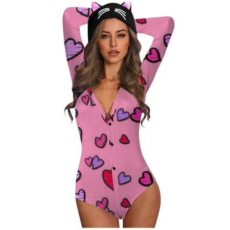 

YANHAIGONG Women Pants Summer Shorts Pants For Women 2627 Women Backless Print Long Sleeve Nightwear Jumpsuit Bodysuit Playsuit Romper