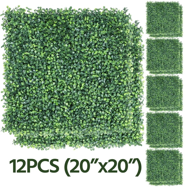 12pcs 20x20" Artificial Boxwood Mat Wall Hedge Decor Grass Privacy Fence Panel 