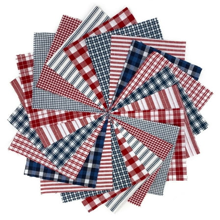 JCS 40  Red, White and Blue Plaid Homespun 6-inch Quilt Squares
