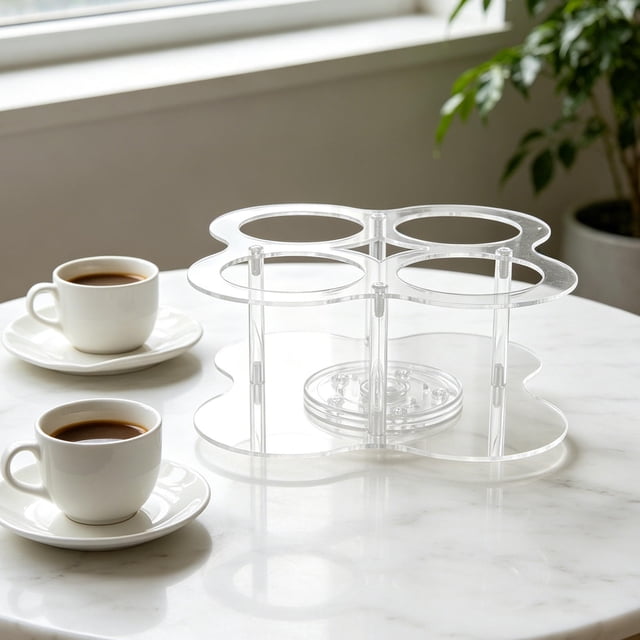 GAXIRE Organizador Para Jarabes De Acrílico Con Base Antideslizante Y Rotación Para Accesorios De Café