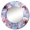 thumbnail image 2 of Designart "Purple Floral Exquisite Elegance I" Floral Rund Mirror For Wall Decor - Large Purple Round Printed Mirror -Cottage Round Living Room Mirror - 23" x 23", 2 of 6
