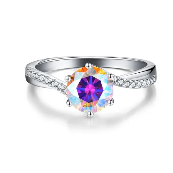 1 Carat Real Red Color Moissanite Engagement Rings for Women Sparkling Moissanite S925 Sterling Silver Ring US 5I6I7I8I9 Size