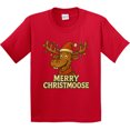 thumbnail image 3 of Inktastic Merry Christmoose Fun Holiday Marty Moose Youth T-Shirt, 3 of 5