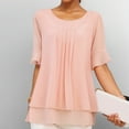 thumbnail image 3 of Women's Plus Size Chiffon Shirt Short Sleeve Loose Solid Color Blouse Tops, 3 of 5