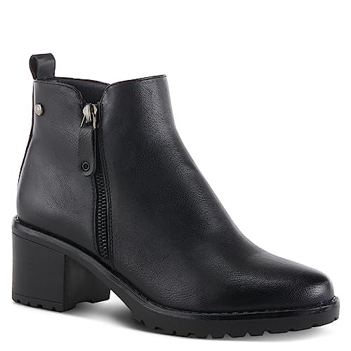 PATRIZIA Irie Almond Toe Burnished Ankle High Boots for Women | Women's Shoes with Functional Outside Zipper Closure and Toggle