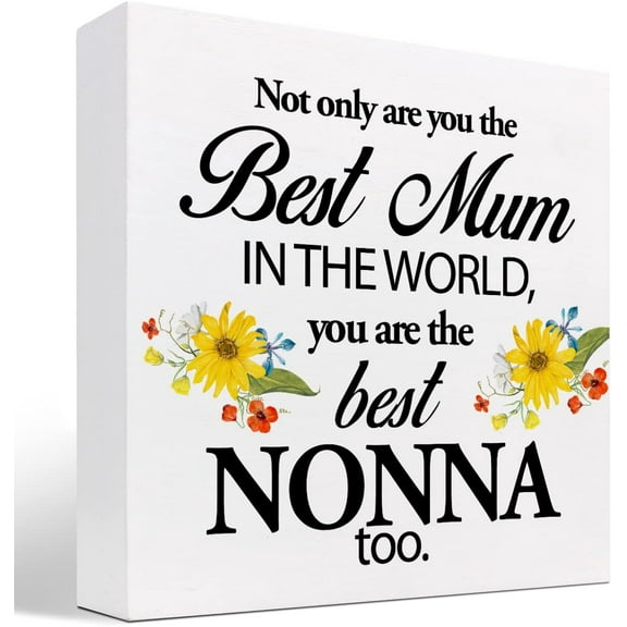 Zomyto 7x7 Inch Best Nonna Gifts,Grandma Gift Ideas,Not Only are You the Best Mum in the World You are the Best Nonna Too Wooden Box Sign Desk Decor