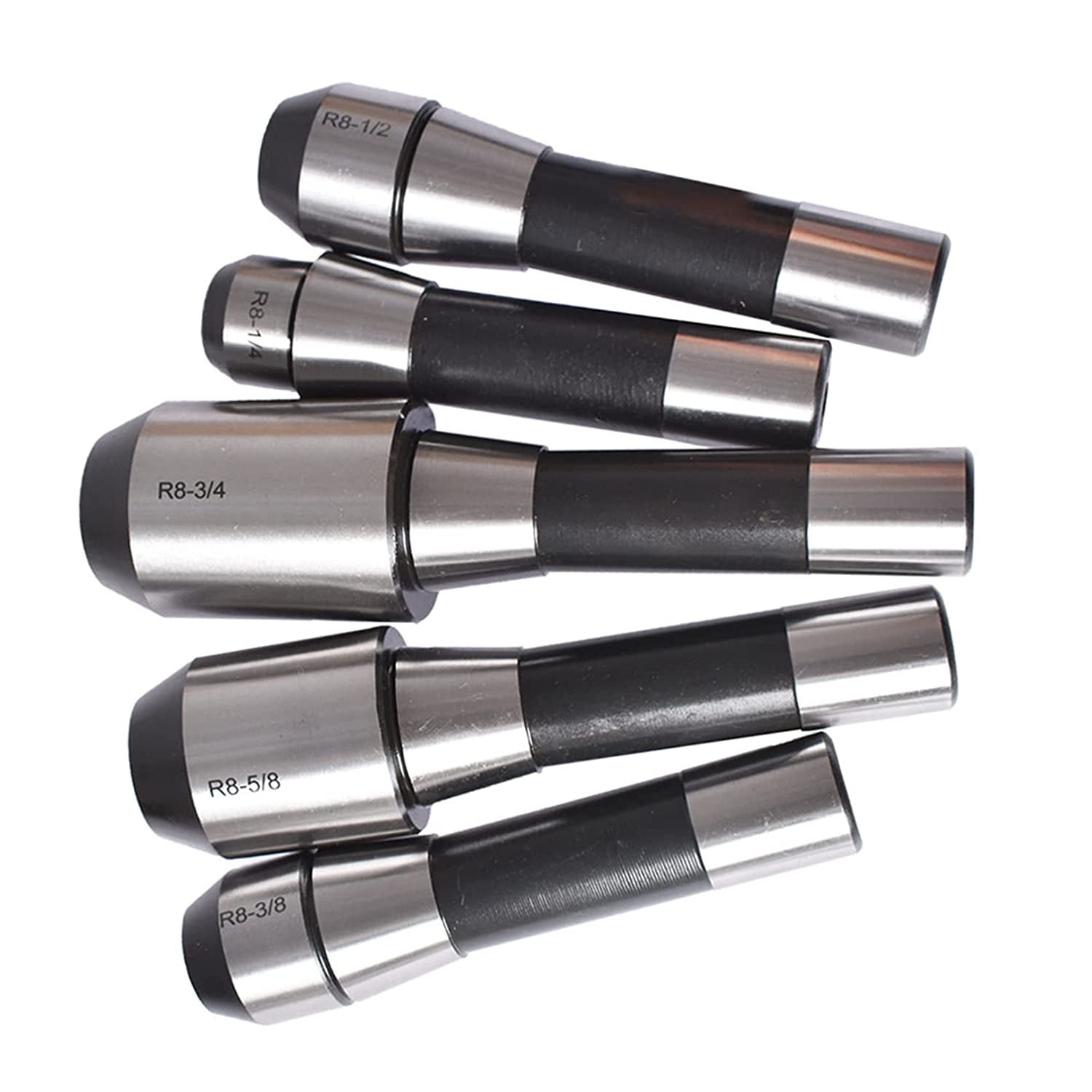 EPOTOOR R8 End Mill Holder Set Alloy Tool5-Pack 1/4 Inch 3/8 Inch 1/2 Inch 5/8 Inch 3/4 Inch Adapter Replacement for Bridgeport Type Milling Machines
