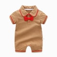 thumbnail image 2 of KPOPLK Summer Sleep Outfit One Piece Clothes Infant Newborn Baby Boy Romper Jumpsuit Lapel Neck Short Sleeve Pajama Bodysuit Size 6-9 Months,C, 2 of 9