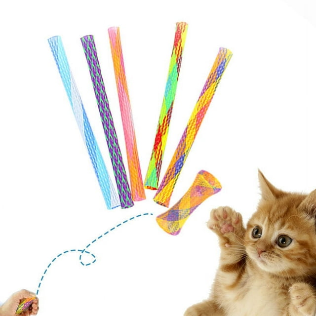 10 Pcs Jouets pour Chat à Ressort, Jouet de Printemps Coloré et Tube pour Chat Jouet Télescopique en Maille pour Chat Jouet de Saut Flexible, Couleur Aléatoire