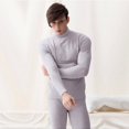 thumbnail image 4 of Conjunto de ropa interior térmica de cuello medio alto para hombre de otoño e invierno Ropa y pantalones de cuello medio alto con forro polar Ropa interior térmica de papá, 4 of 5