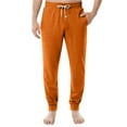 thumbnail image 2 of WTOBBY Men's Drawstring Pocket Cuffed Casual Pants Home Sleep Pants Comfortable Soft Lounge Wear Elastic Waist Men's Trousers,Saffron 2XL, 2 of 8