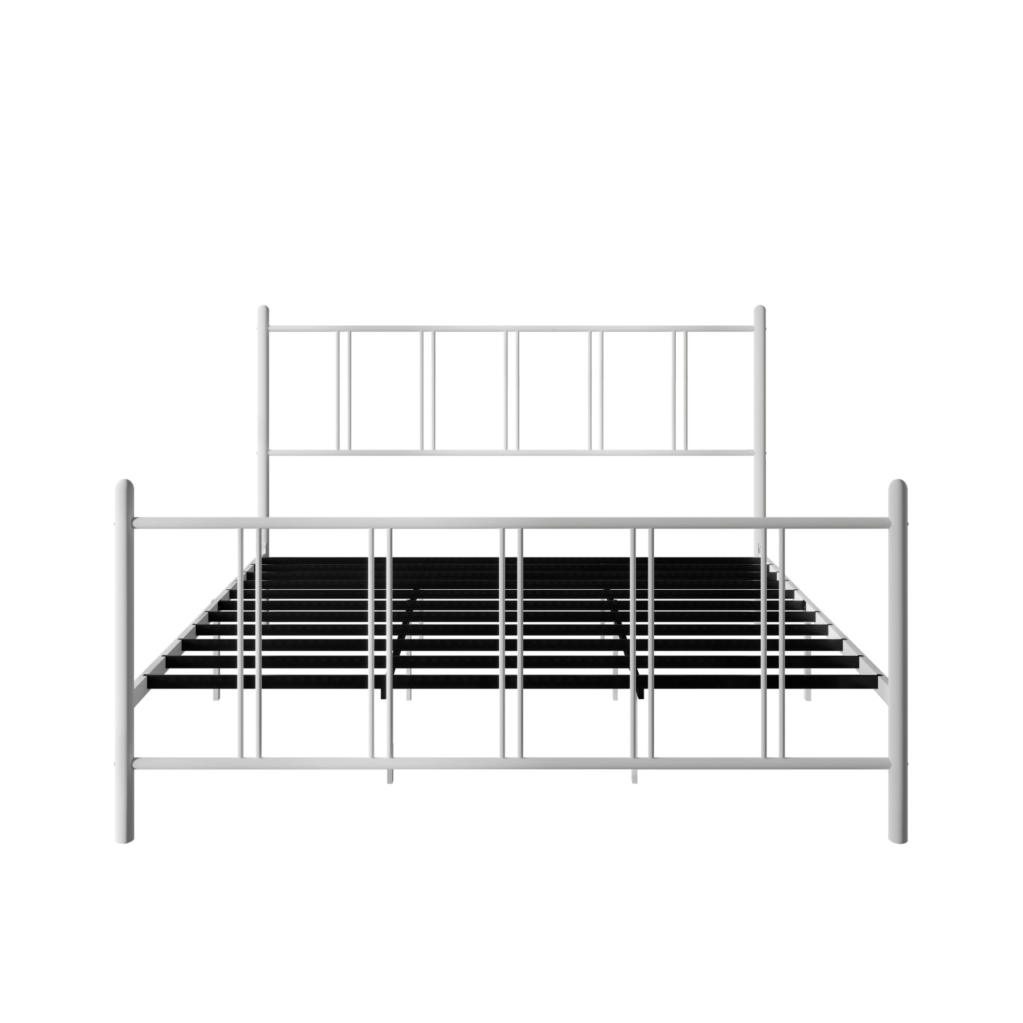 Home Design Decatur Twin Metal Platform Bed Frame, Classic Vertical Slat Headboard & Footboard, Easy Assembly, White