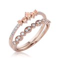 thumbnail image 3 of Promise Ring 1.10 Carat Round Cut Morganite And Diamond Moissanite Engagement Ring Wedding Band Ring in 925 Sterling Silver With 18k Rose Gold Plating, Bridal Set, Matching Band, Anniversary Ring, 3 of 3